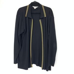 Misook Open Front Cardigan Sweater Womens Sz Large Black Long Sleeve